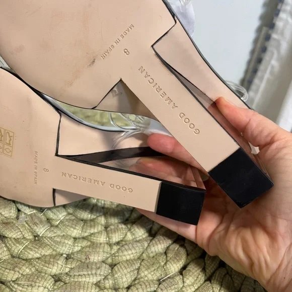 Good American Cinder-f*cking Rella Clear Wedge Sandal Size 8 - Picture 14 of 14